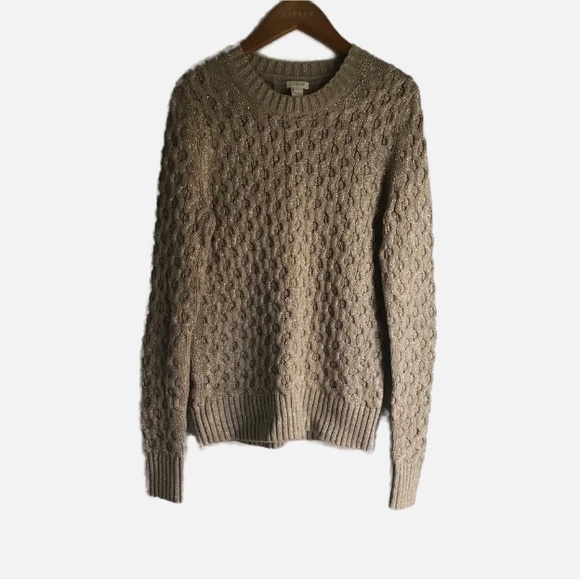 J. Crew Gold Metallic Thread Cable Knit Sweater XS - Picture 1 of 5